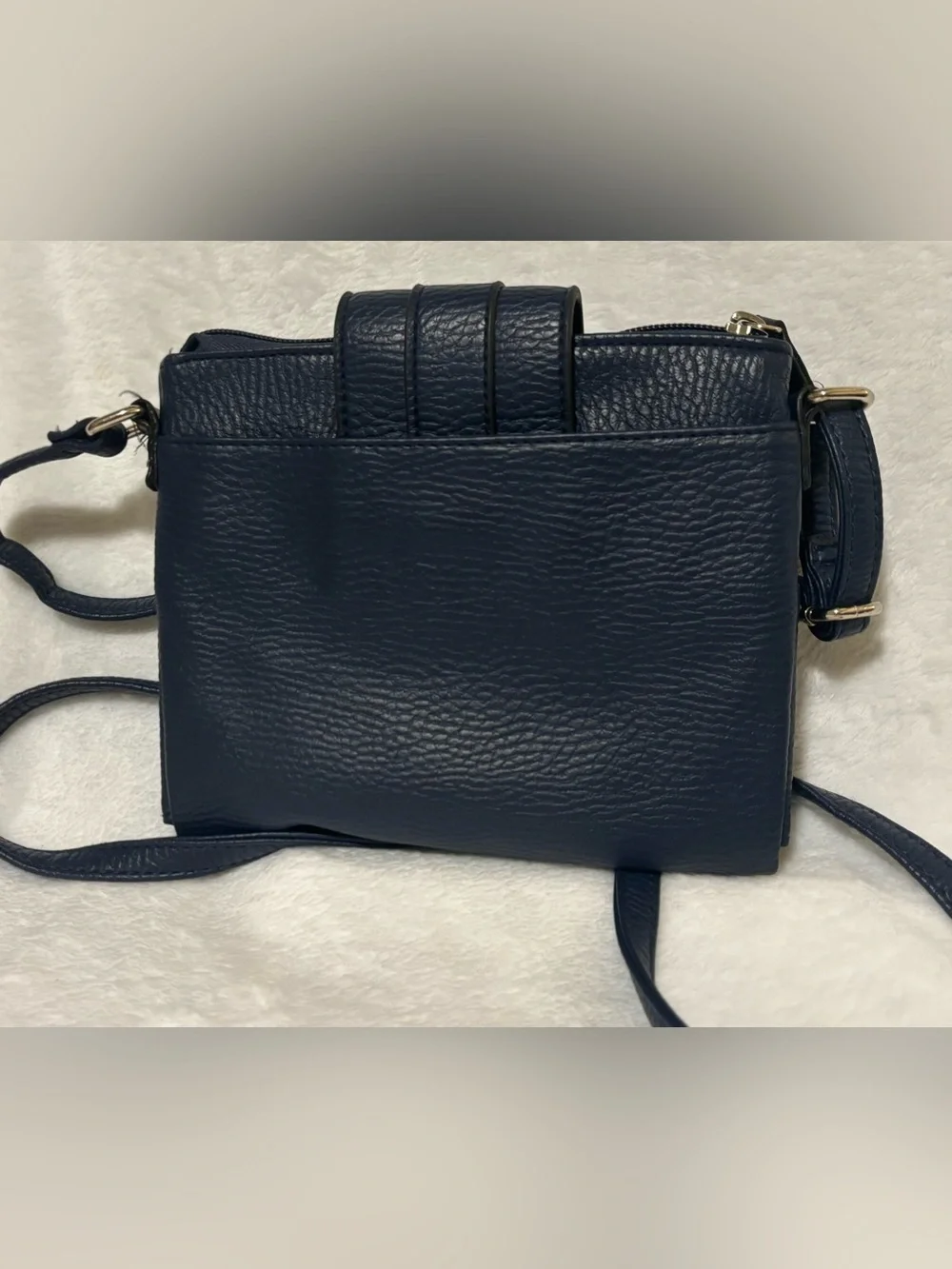 Navy Crossbody Shoulder Bag with Buckle Detail